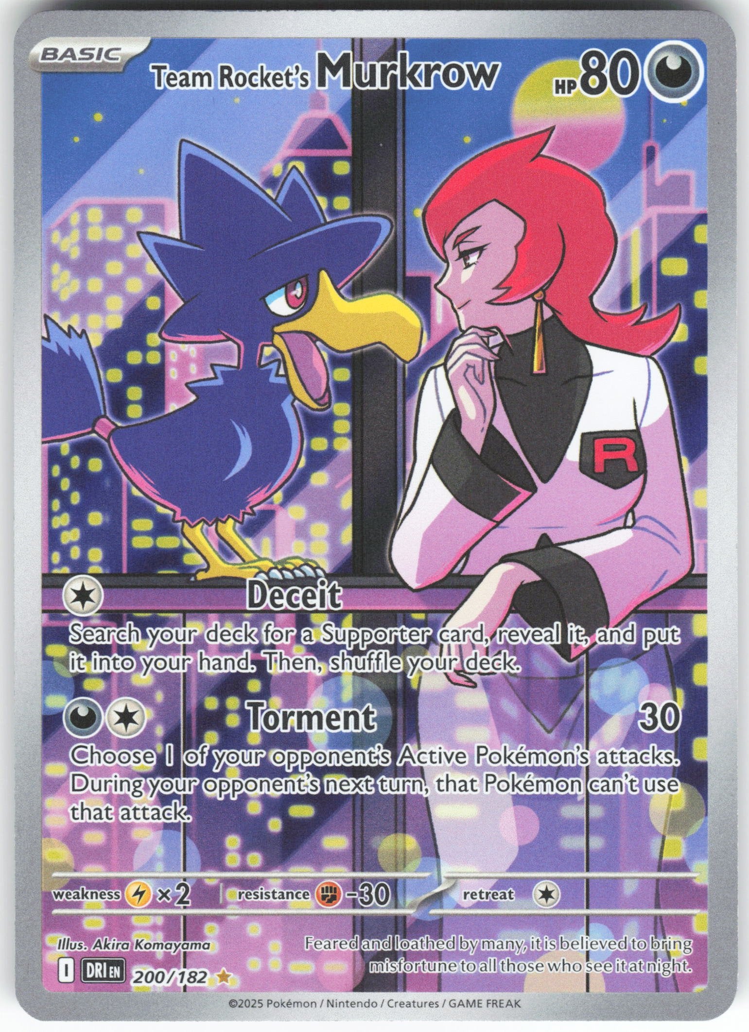 Team Rocket's Murkrow Illustration Rare SV10: Destined Rivals 200/182 NM