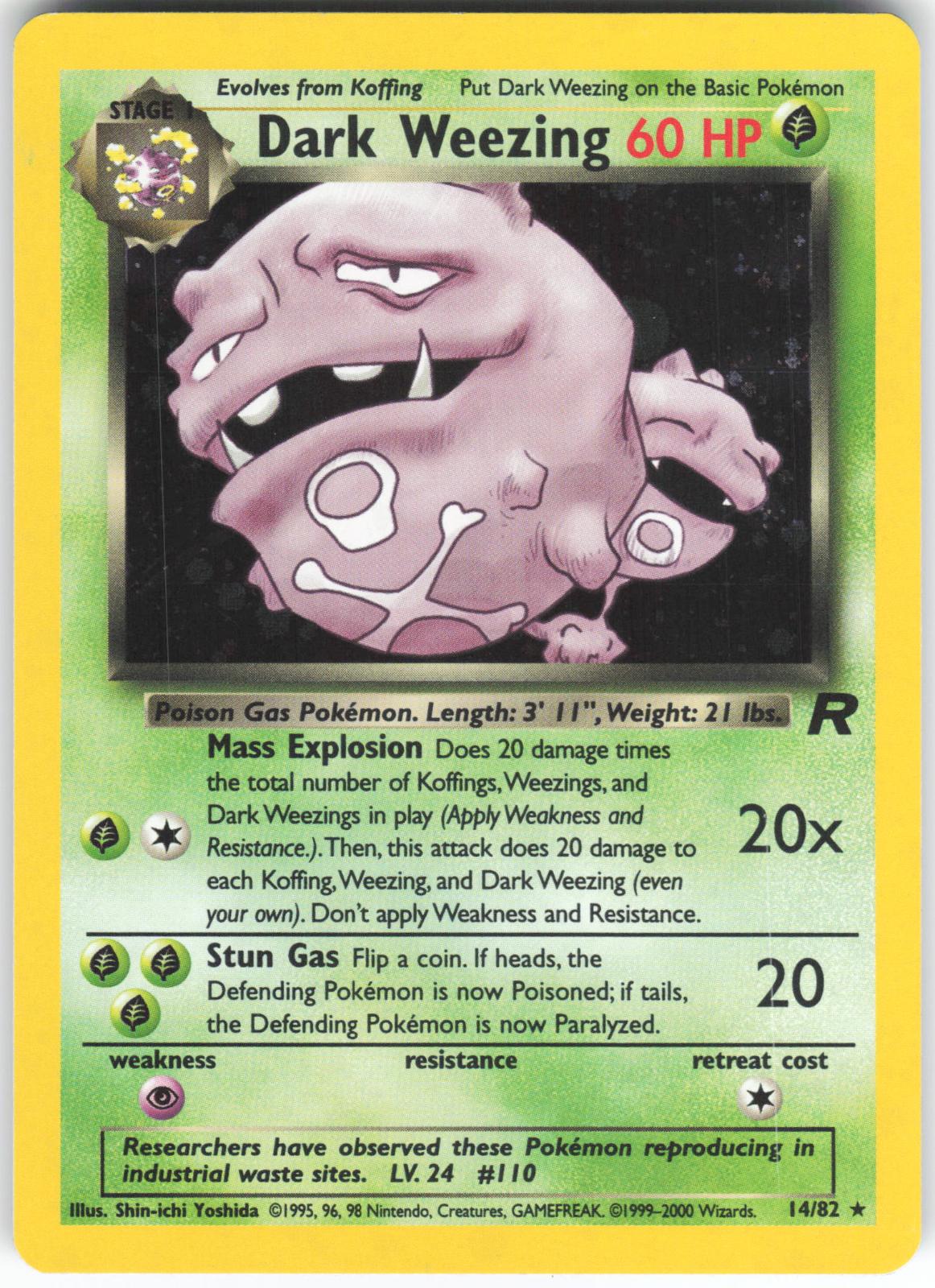 Dark Weezing 14/82 Rare Team Rocket Unlimited Holo MP