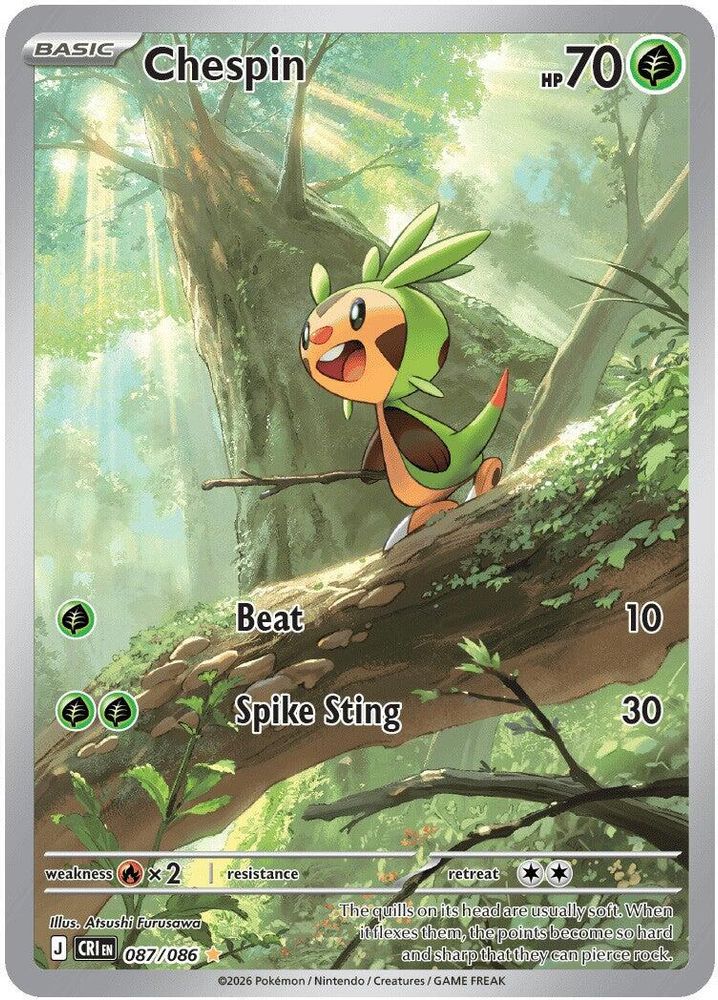 Chespin 087/086 Illustration Rare Chaos Rising Holo NM/M