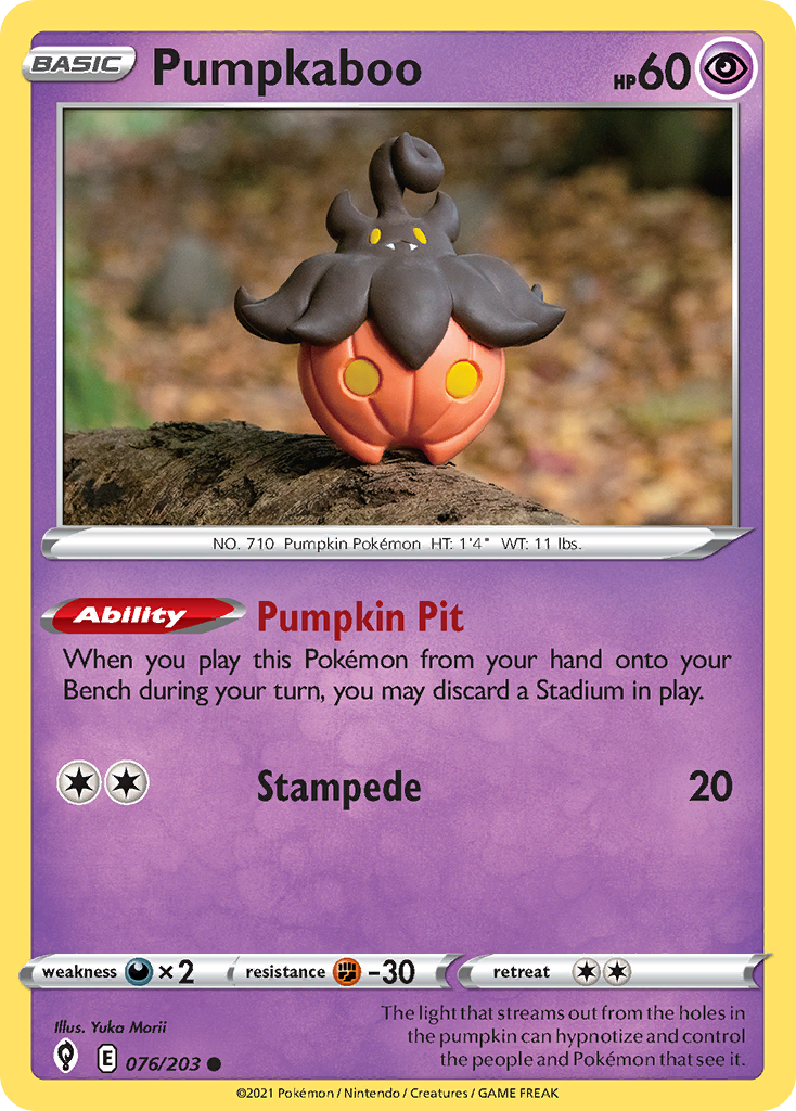 Pumpkaboo 076/203 Common Reverse Holo Evolving Skies NM/LP