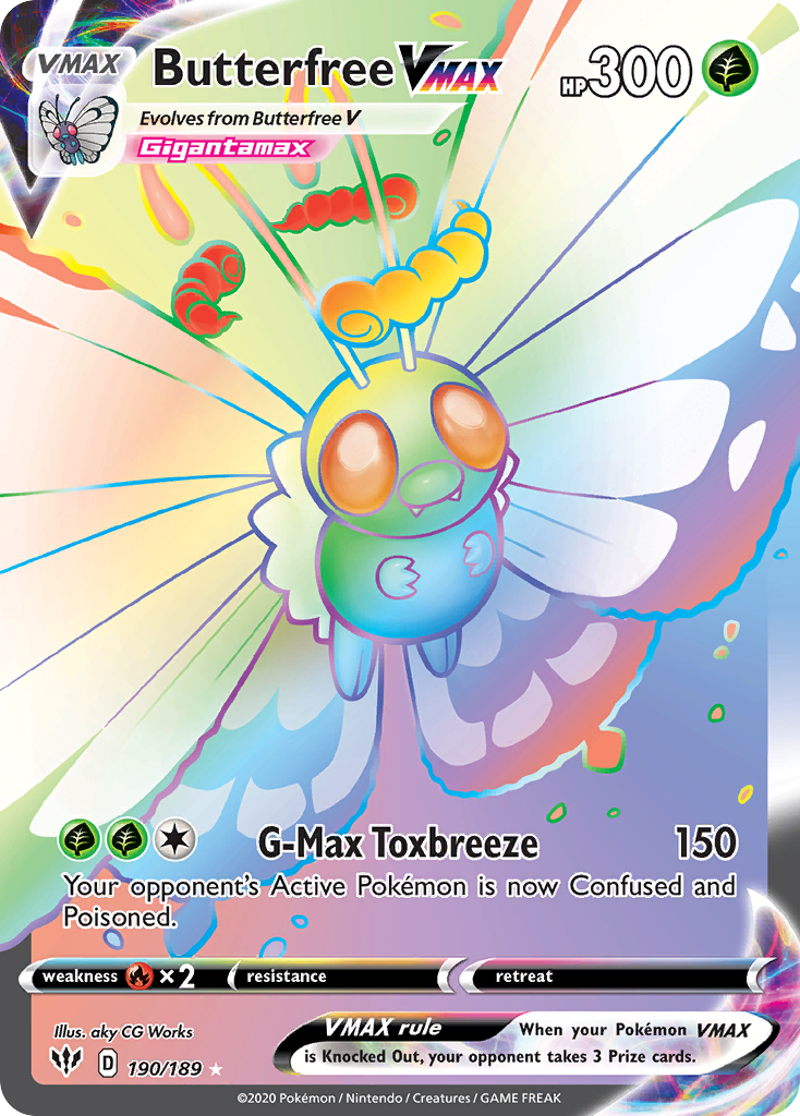 Butterfree VMAX 190/189 Rainbow Rare Darkness Ablaze NM/M