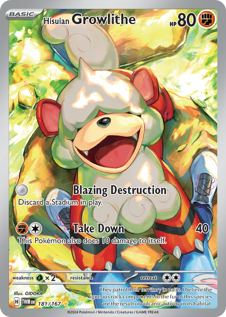 Hisuian Growlithe 181/167 Illustration Rare Twilight Masquerade NM/M