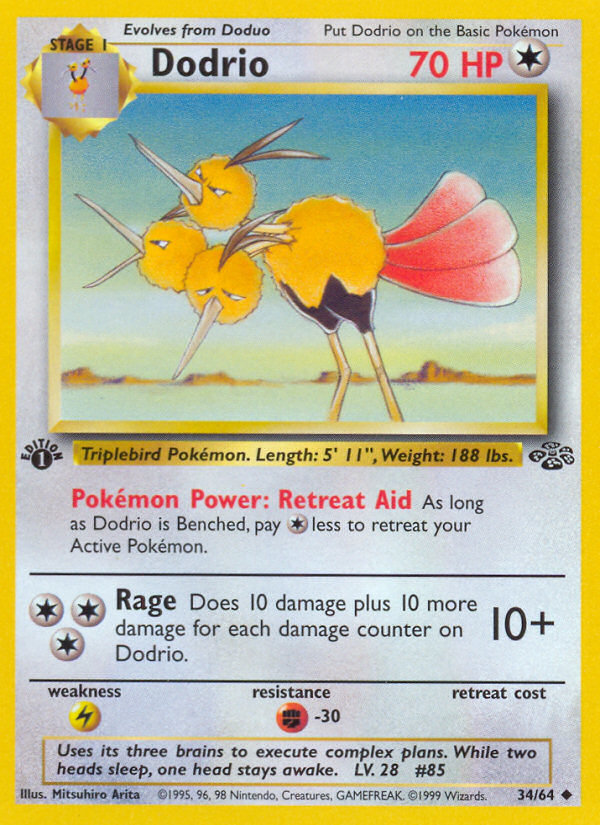 Dodrio 34/64 Uncommon Jungle Unlimited NM/M