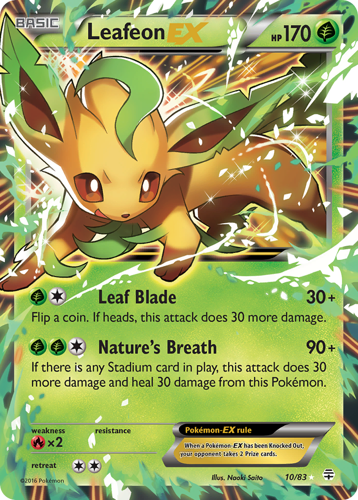 Leafeon EX 10/83 EX Rare Generations Holo NM/M