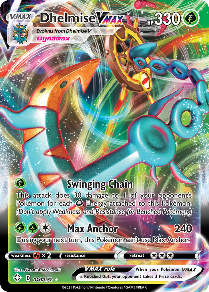 Dhelmise VMAX 010/072 VMAX Rare Shining Fates Holo NM/M