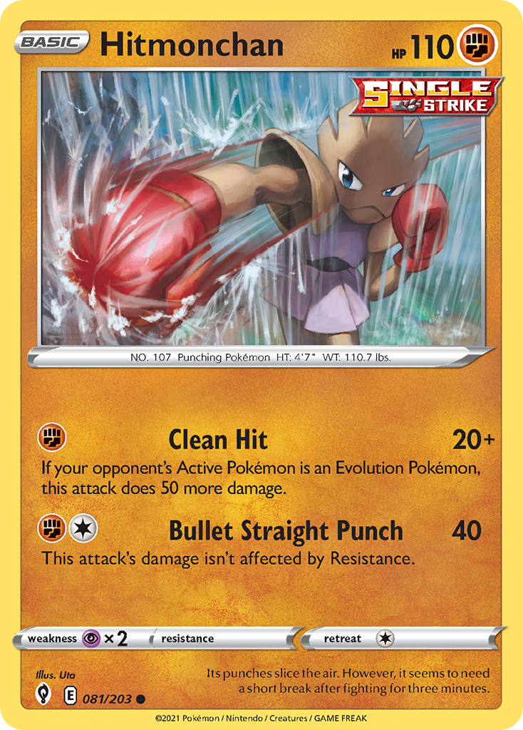 Hitmonchan 081/203 Common Reverse Holo Evolving Skies NM/LP