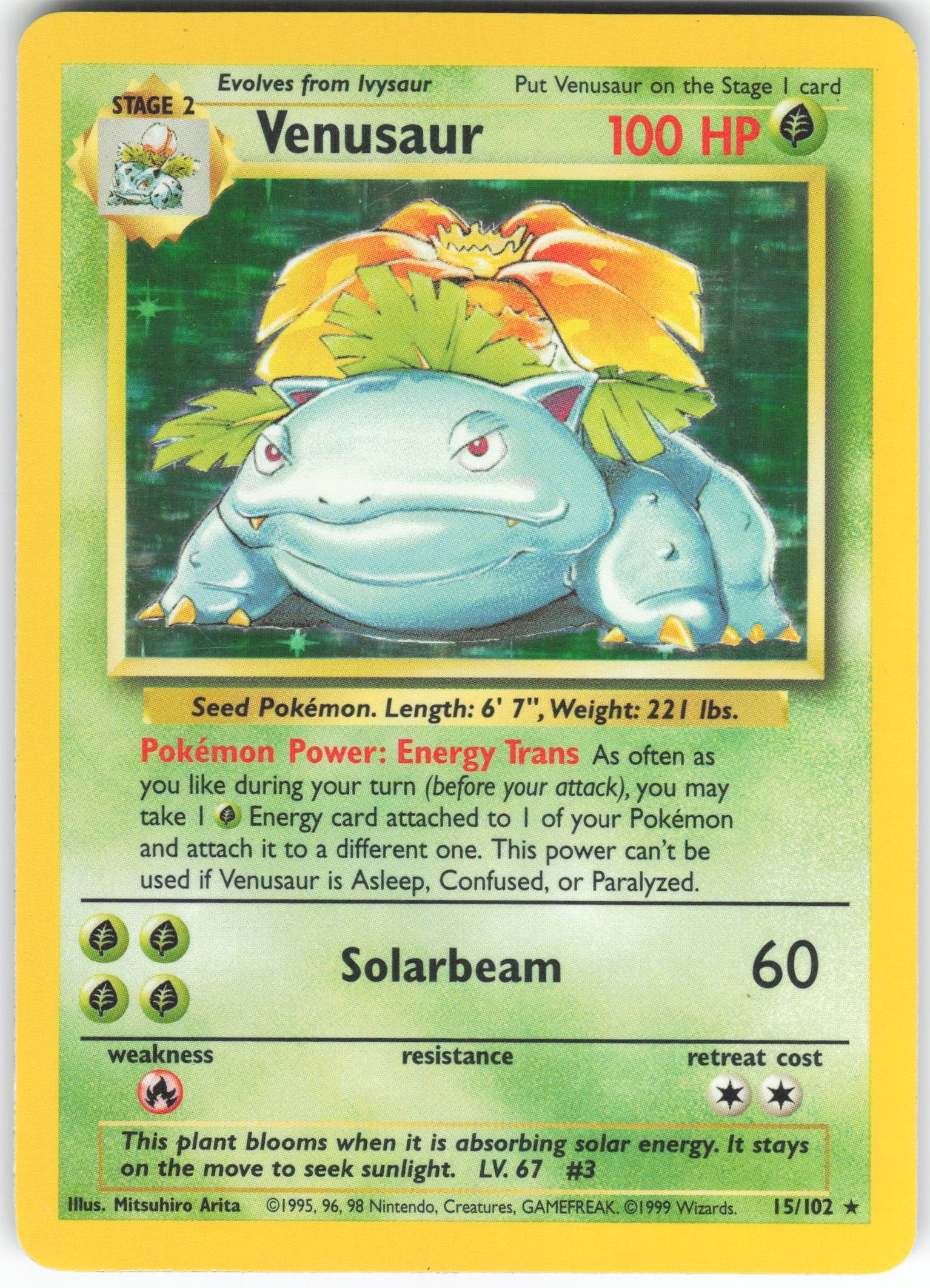 Venusaur Holo Rare Base Set 015/102 HP