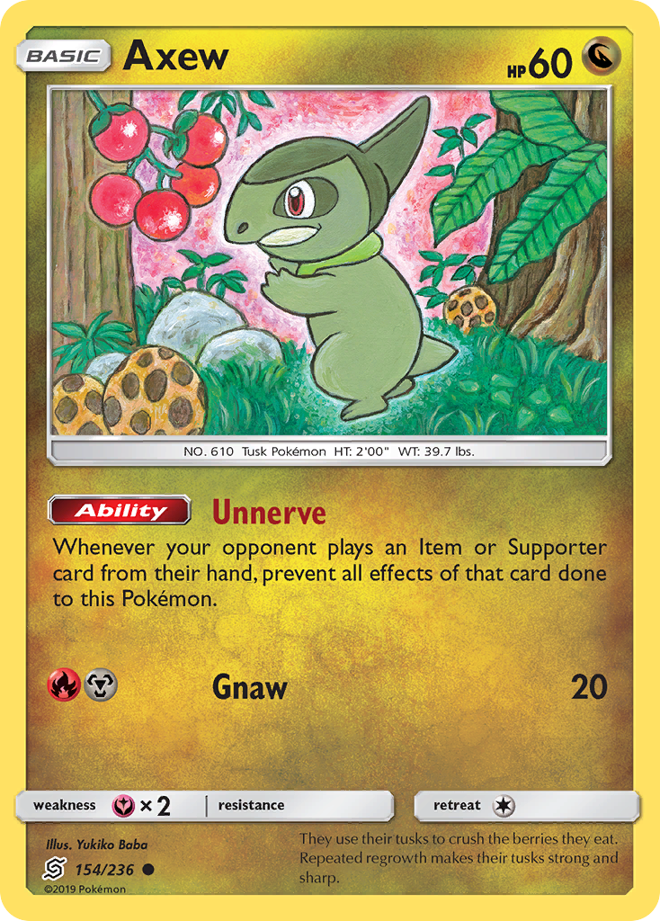 Axew 154/236 Common Reverse Holo Unified Minds NM/LP