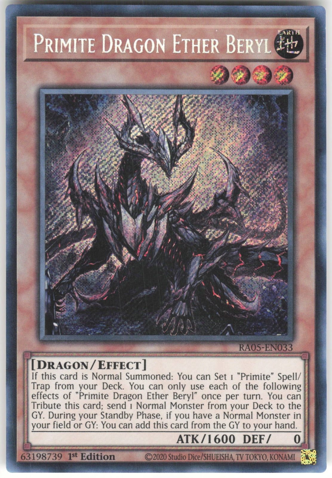 Primite Dragon Ether Beryl (Secret Rare) Secret Rare Rarity Collection 5 RA05-EN033 NM