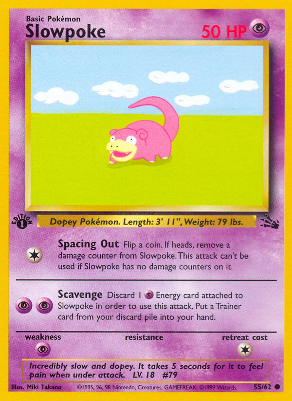 Slowpoke 55/62 Common Fossil Unlimited NM/M