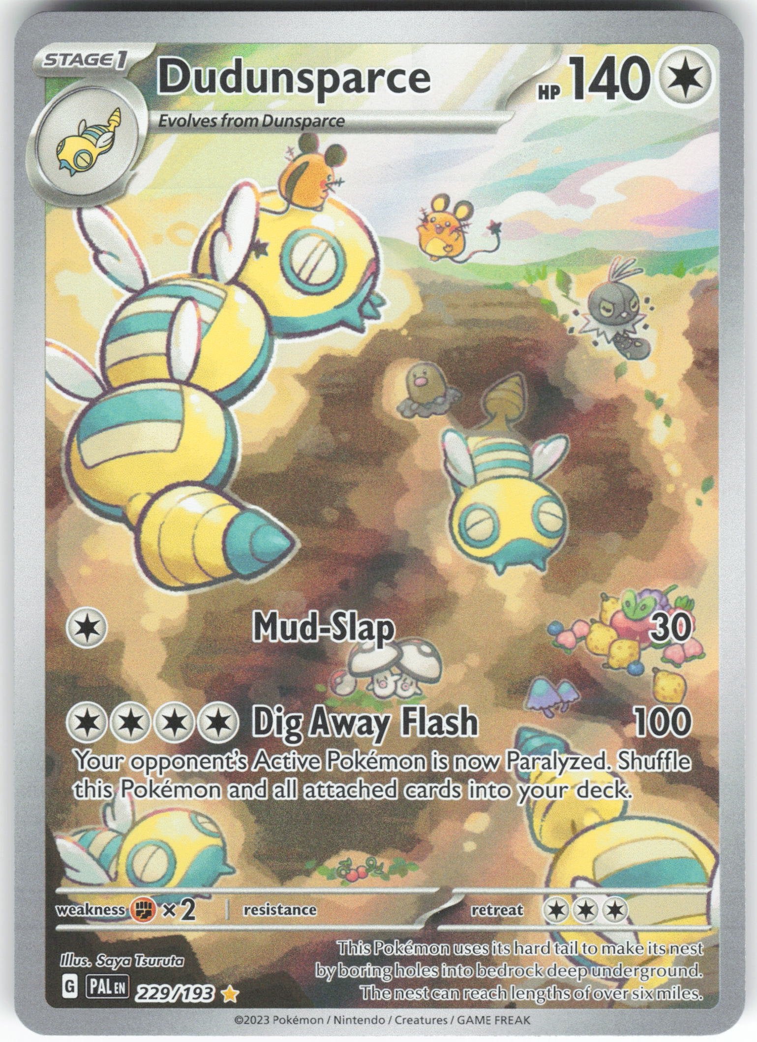 Dudunsparce Illustration Rare SV02: Paldea Evolved 229/193 NM