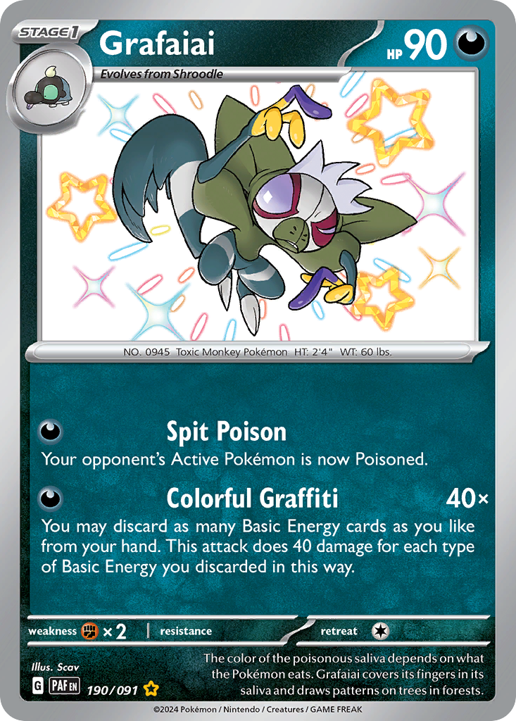 Grafaiai 190/091 Shiny Rare Paldean Fates NM/M