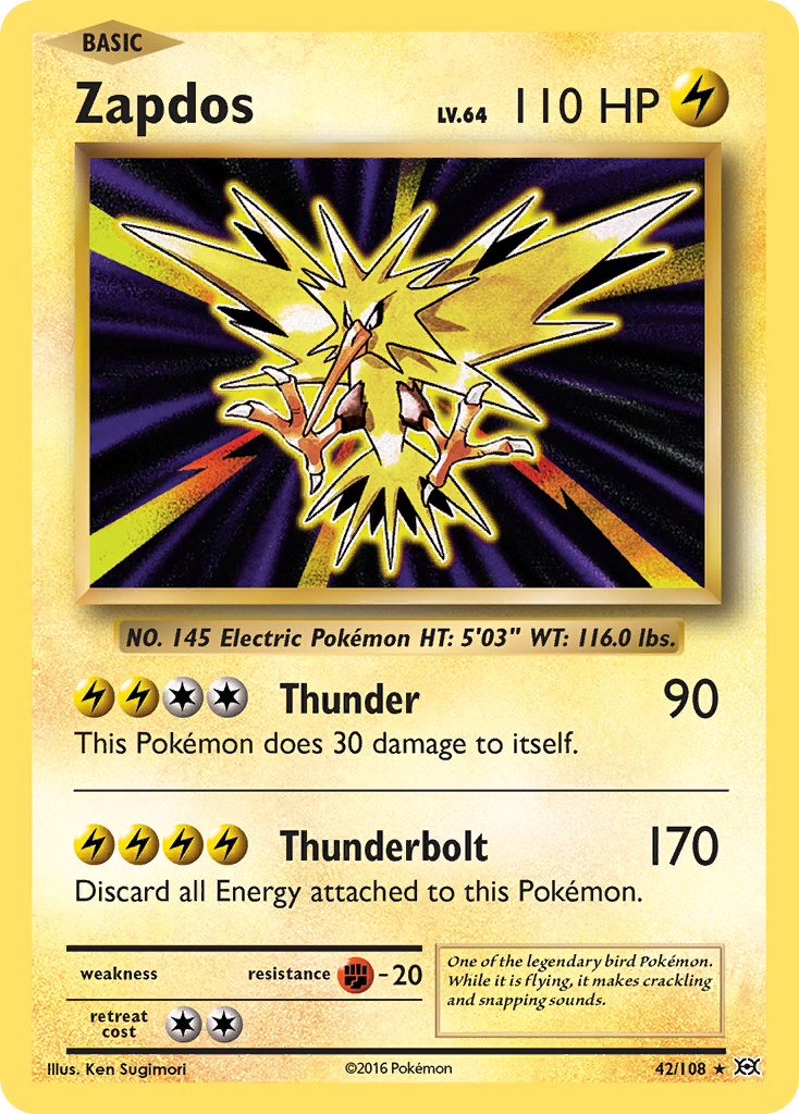 Zapdos 42/108 Rare Reverse Holo Evolutions NM/LP