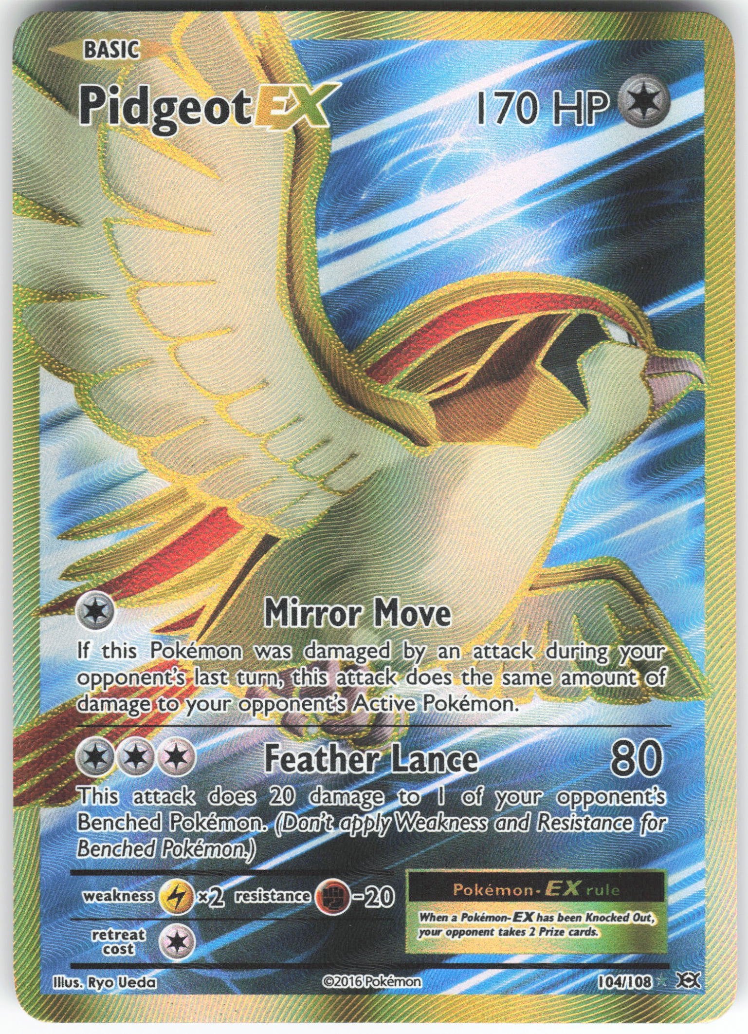 Pidgeot EX (Full Art) Ultra Rare XY - Evolutions 104/108 NM