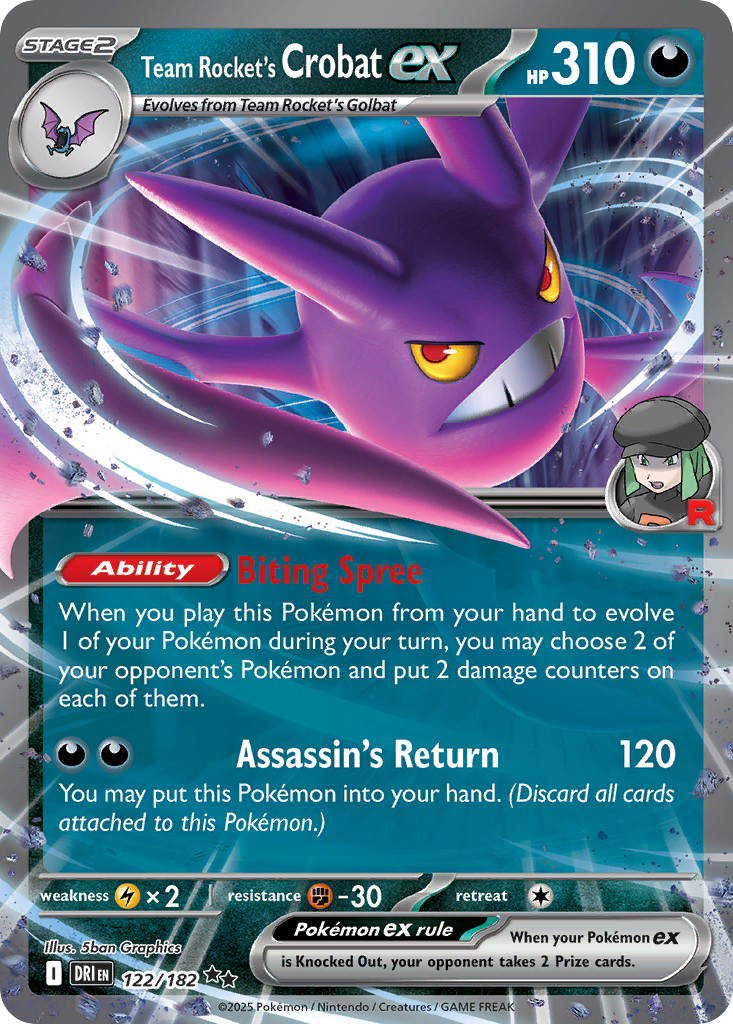 Team Rocket's Crobat ex 122/182 Double Rare Destined Rivals NM/M
