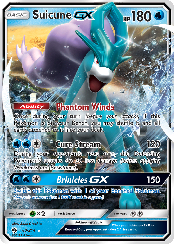 Suicune GX 60/214 GX Rare Lost Thunder Holo NM/M