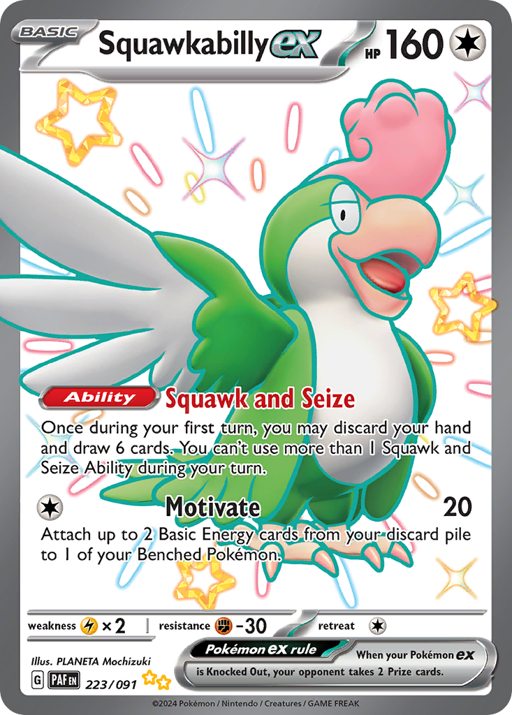 Squawkabilly ex 223/091 Shiny Ultra Rare Paldean Fates NM/M