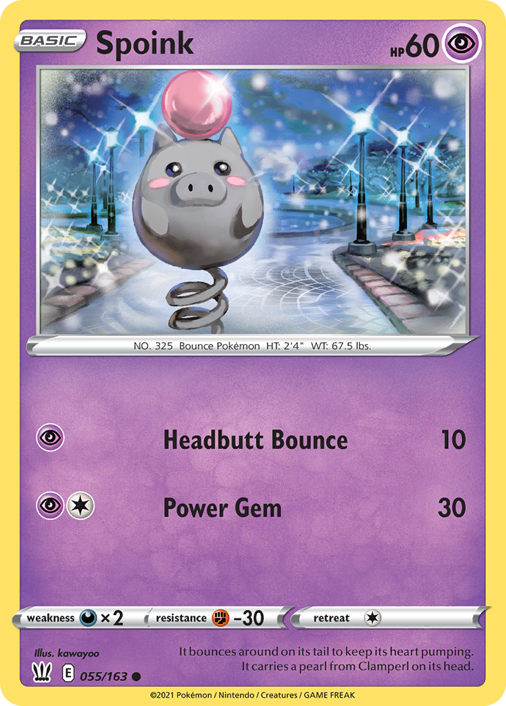 Spoink 055/163 Common Reverse Holo Battle Styles NM/LP