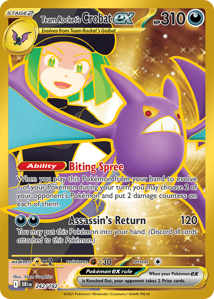 Team Rocket's Crobat ex 242/182 Hyper Rare Destined Rivals NM/M