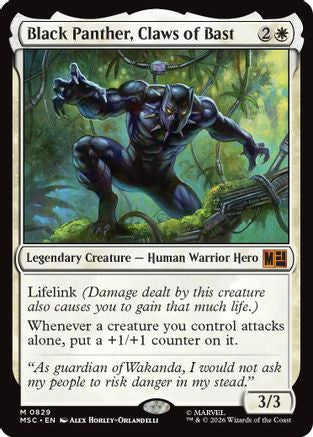 Black Panther, Claws of Bast 829 Foil Mythic Commander: Marvel Super Heroes NM/M