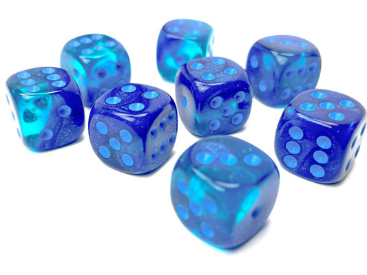 Chessex Gemini 12mm D6 Blue-Blue/Light Blue Luminary Dice Block (36 dice)