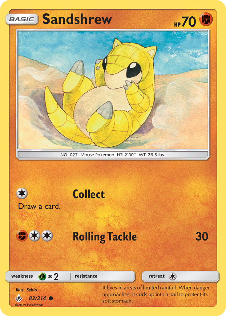 Sandshrew 83/214 Common Unbroken Bonds NM/M