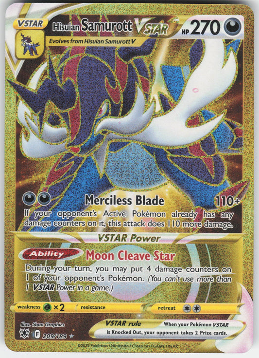 Hisuian Samurott VSTAR (Secret) (209) Secret Rare SWSH10: Astral Radiance 209/189 NM