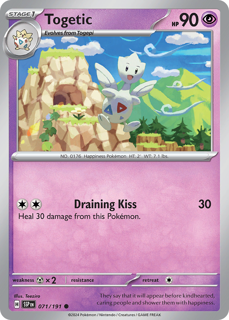 Togetic 071/191 Reverse Holo Common Surging Sparks NM/LP