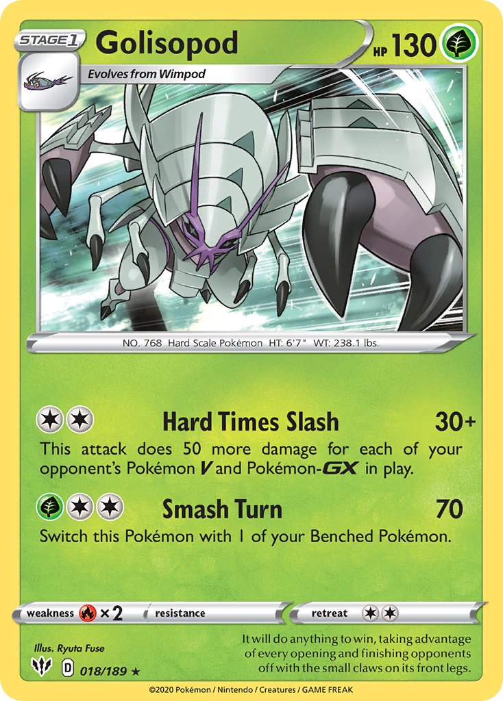 Golisopod 018/189 Rare Darkness Ablaze Holo NM/LP