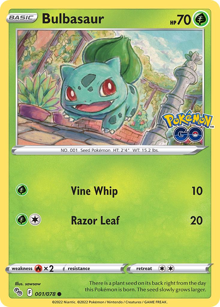 Bulbasaur 001/078 Common Pokemon GO NM/M