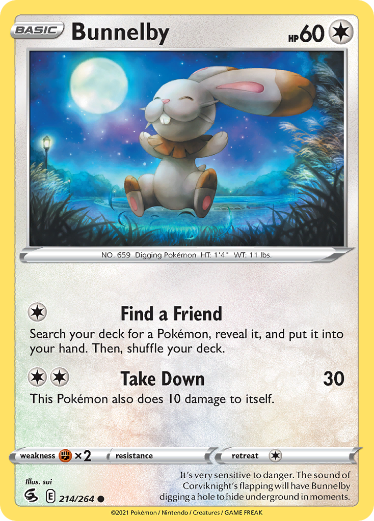 Bunnelby 214/264 Common Reverse Holo Fusion Strike NM/LP