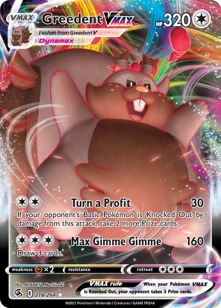 Greedent VMAX 218/264 VMAX Rare Fusion Strike Holo NM/M