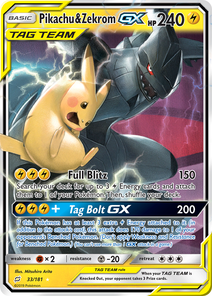 Pikachu & Zekrom GX 33/181 Ultra Rare Team Up Holo NM/M