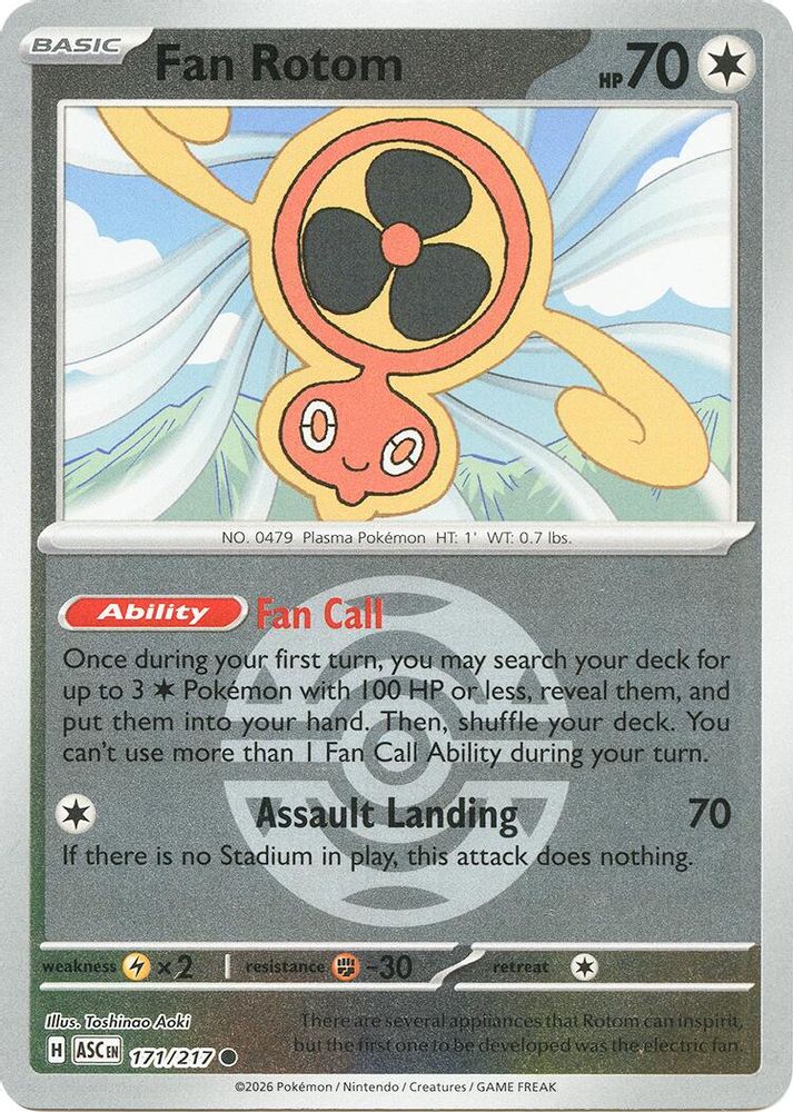 Fan Rotom (Dusk Ball) 171/217 Common Reverse Holo Ascended Heroes NM/M