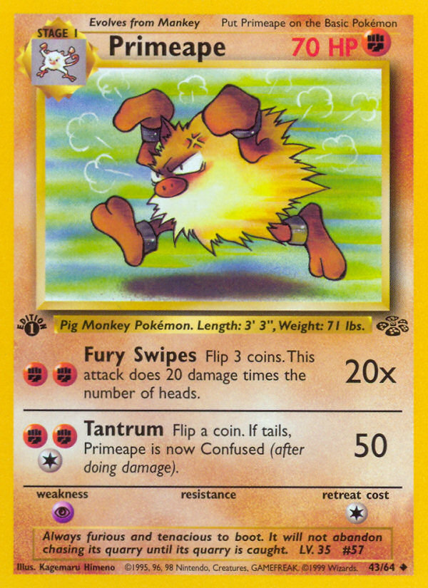 Primeape 43/64 Uncommon Jungle Unlimited NM/M