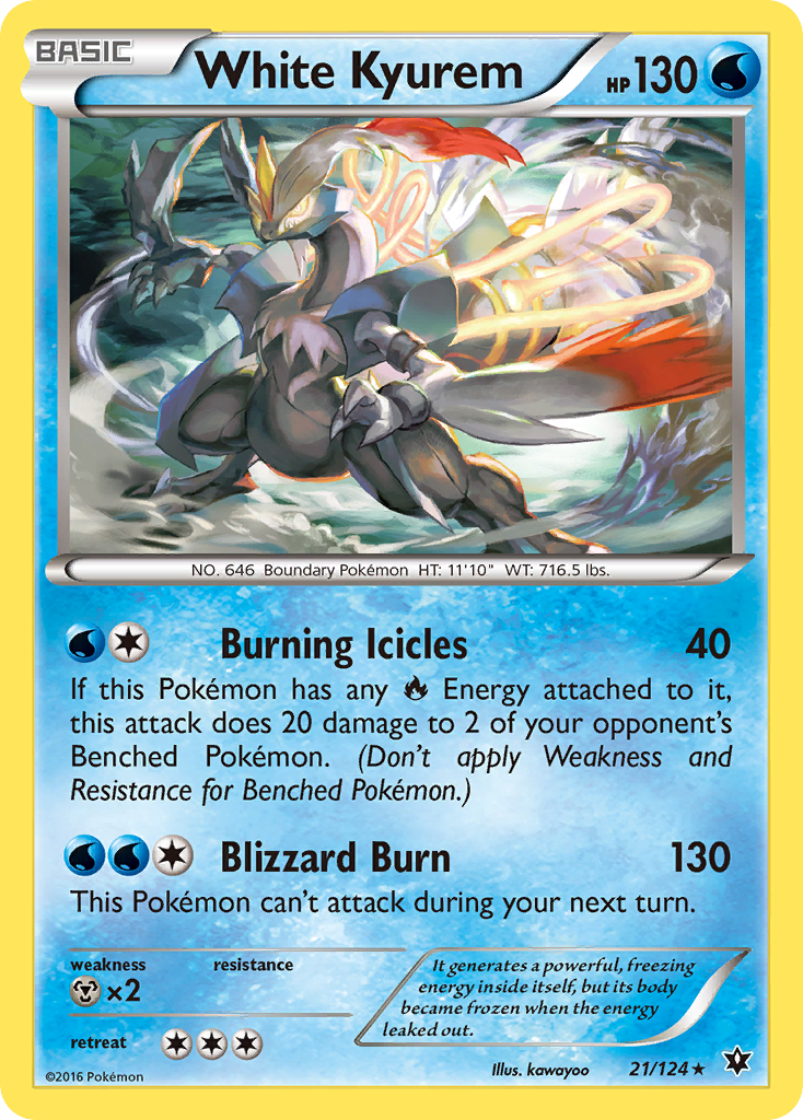 White Kyurem 21/124 Rare Fates Collide Holo NM/LP