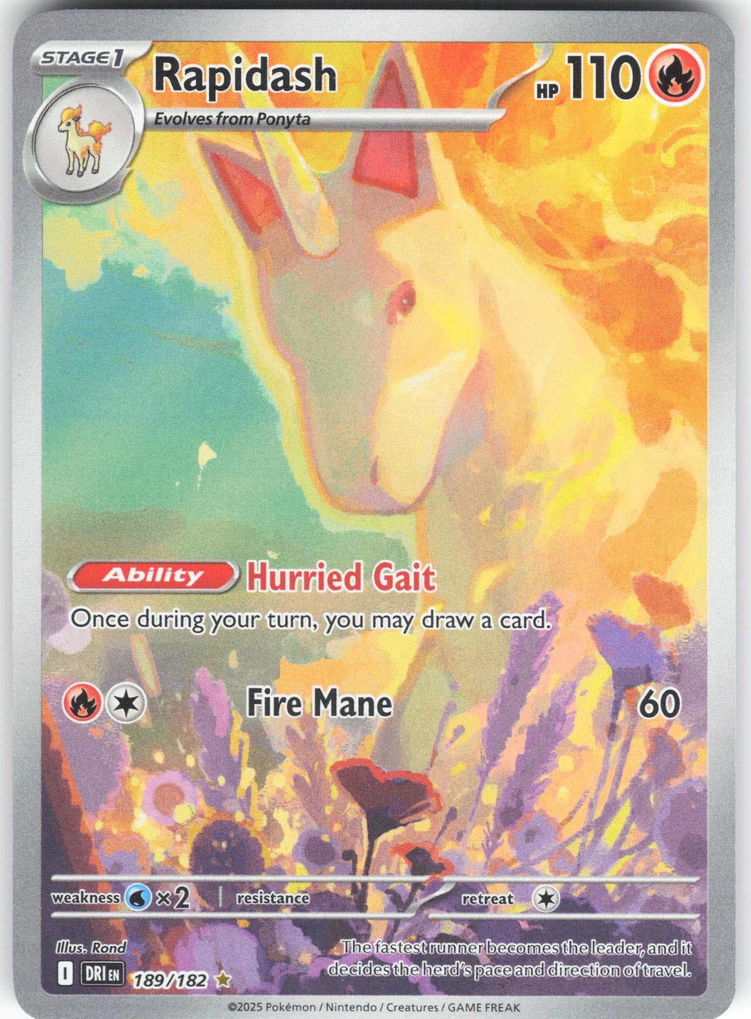 Rapidash - Illustration Rare SV10: Destined Rivals 189/182 NM