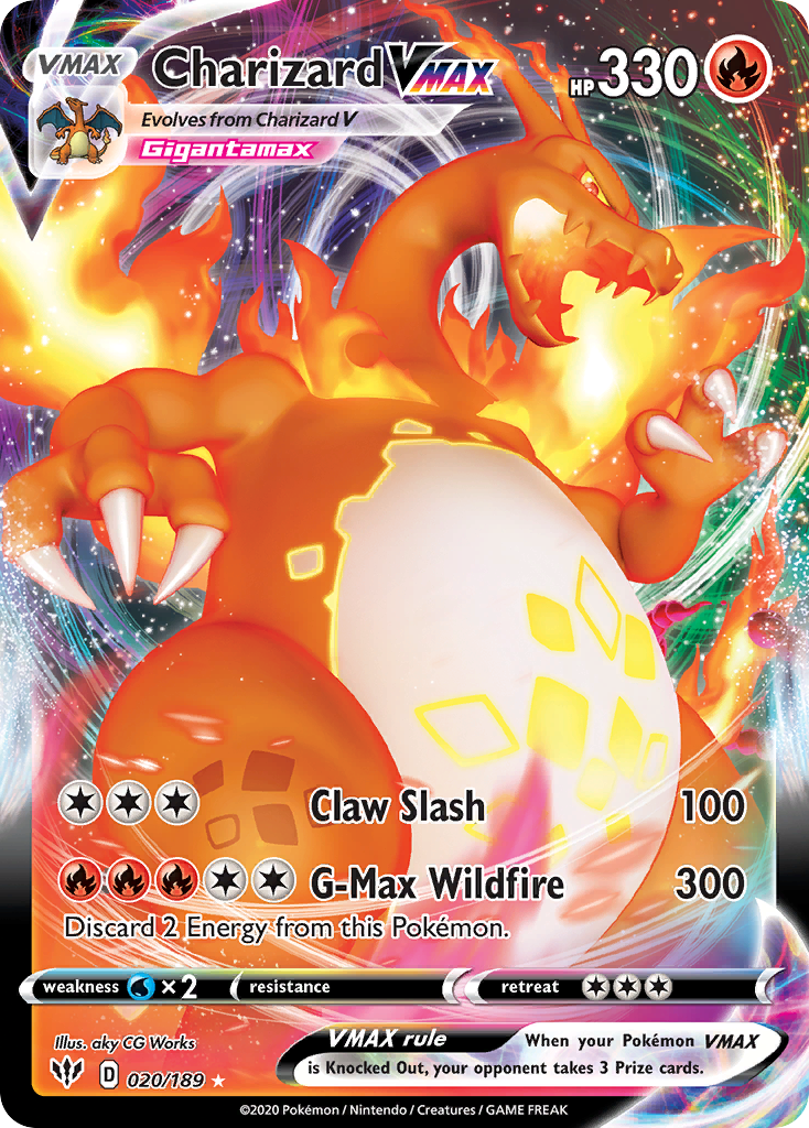Charizard VMAX 020/189 VMAX Rare Darkness Ablaze Holo NM/M