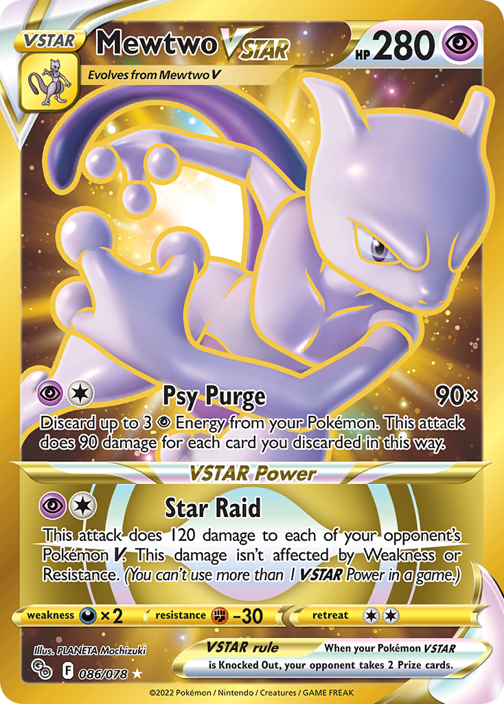 Mewtwo VSTAR 086/078 Secret Rare Pokemon GO NM/M