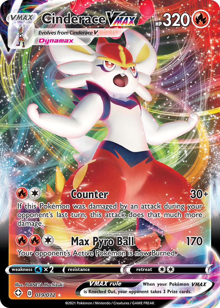 Cinderace VMAX 019/072 VMAX Rare Shining Fates Holo NM/M