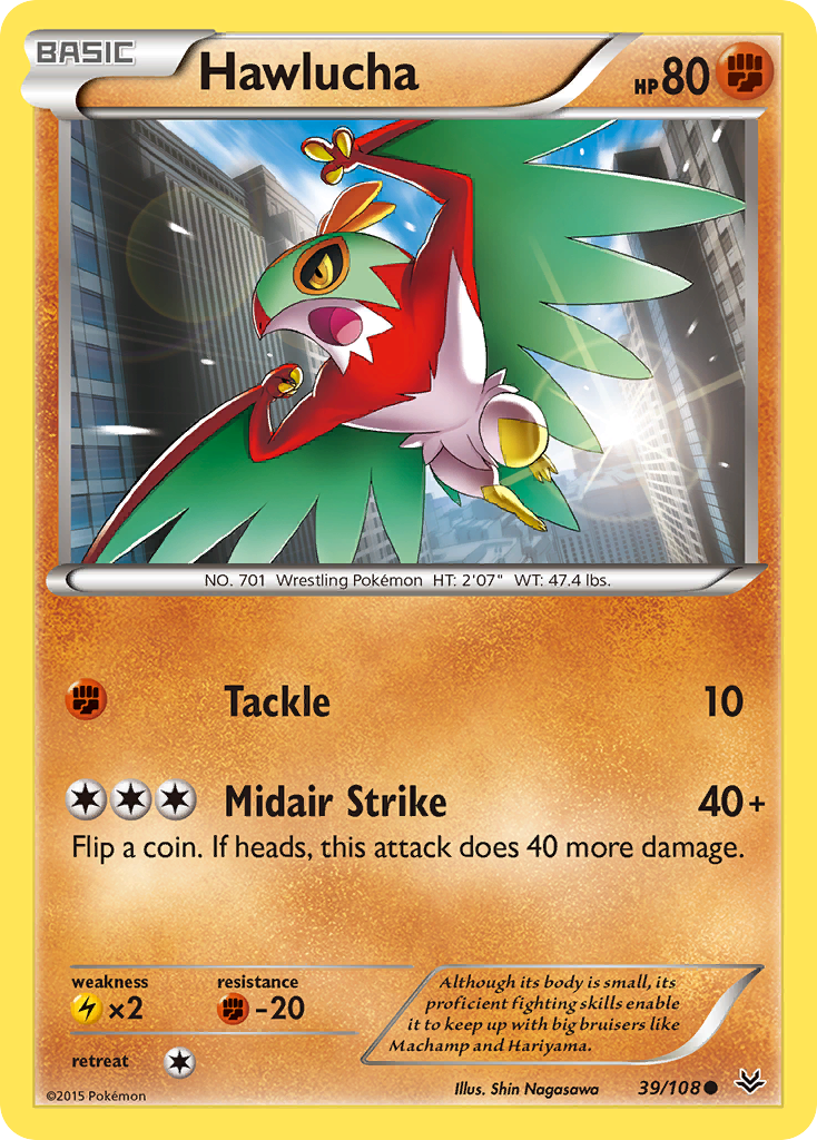 Hawlucha 39/108 Common Reverse Holo Roaring Skies NM/LP