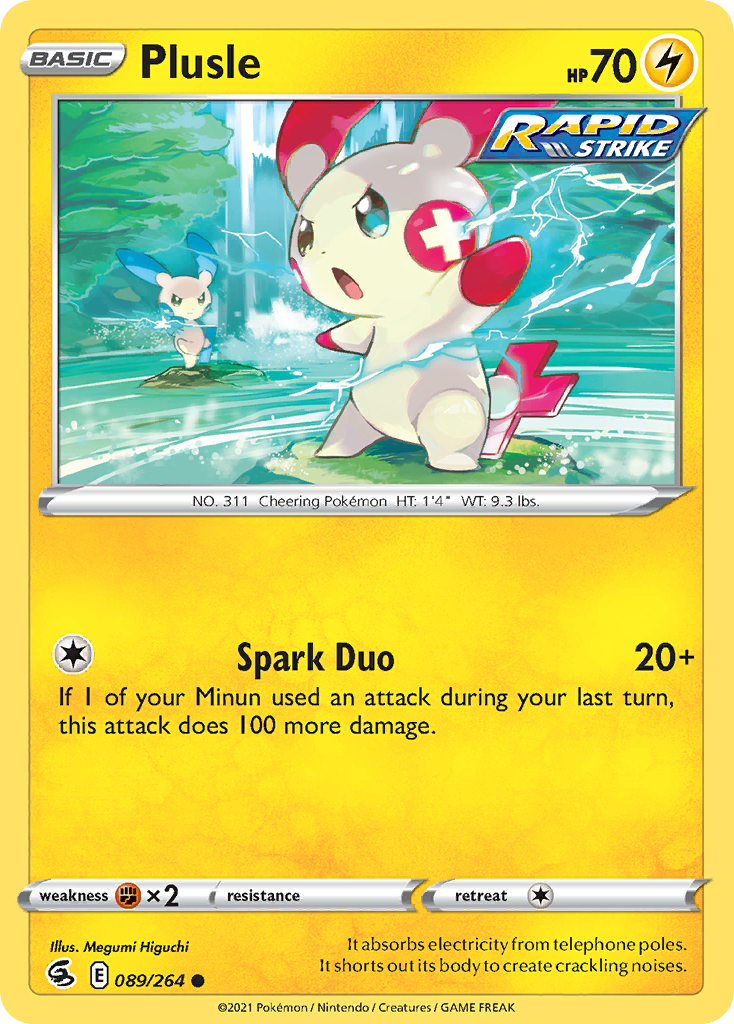 Plusle 089/264 Common Reverse Holo Fusion Strike NM/LP