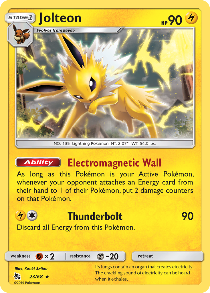 Jolteon 23/68 Rare Reverse Holo Hidden Fates NM/M