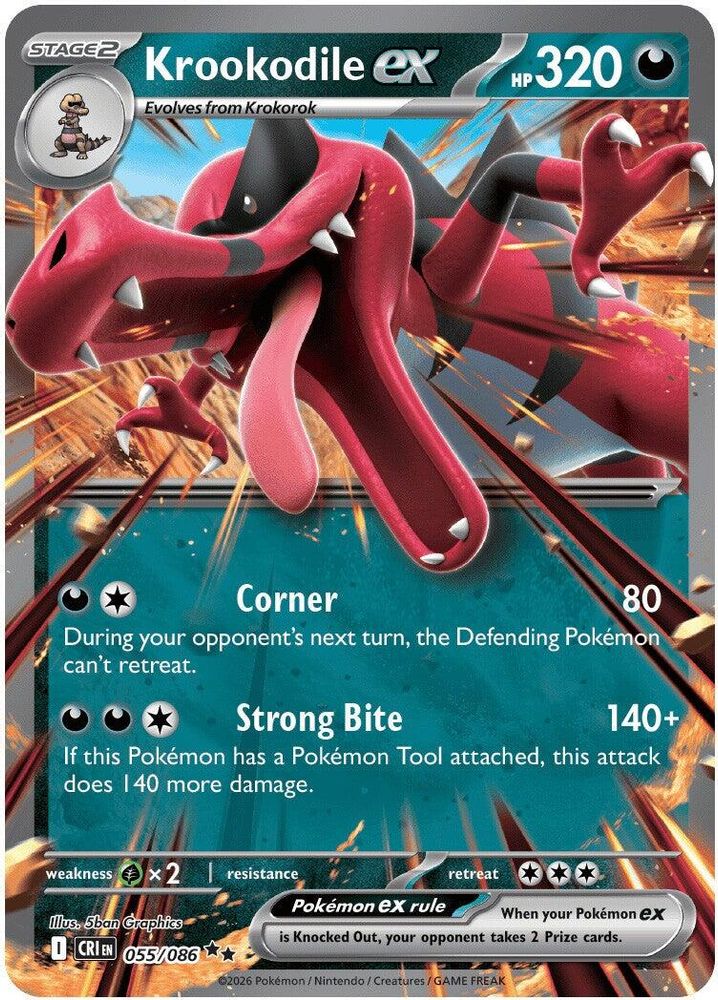Krookodile ex 055/086 Double Rare Chaos Rising NM/M