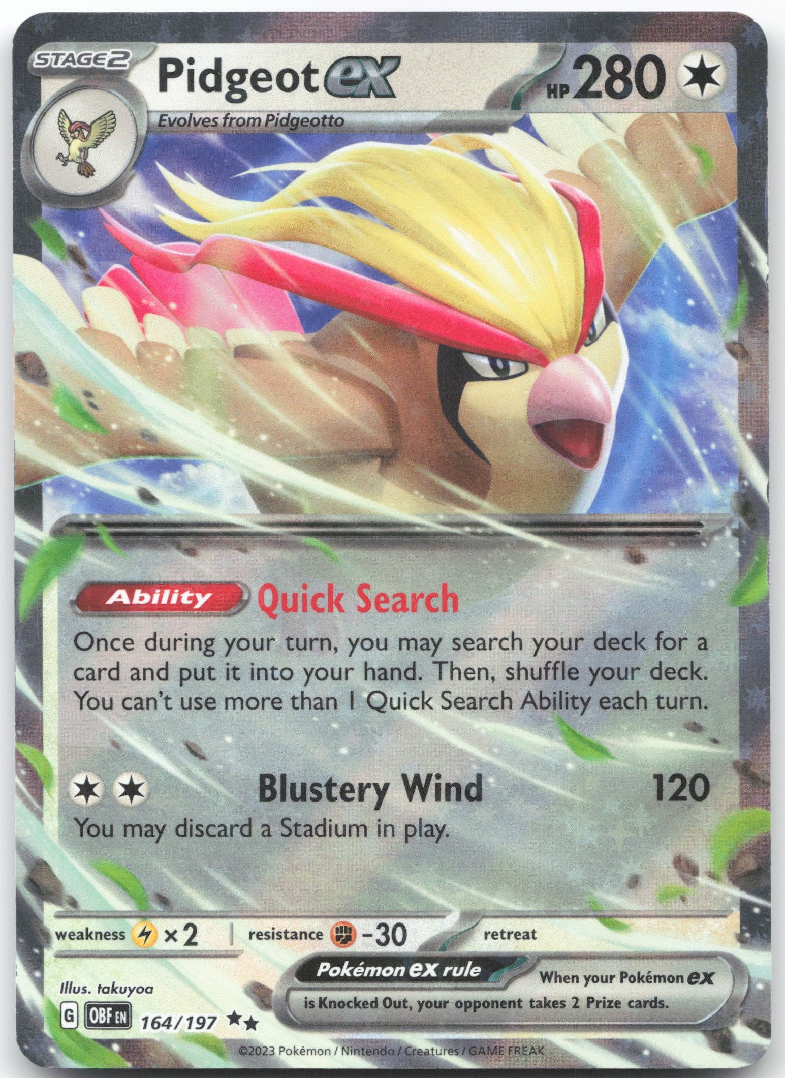 Pidgeot ex Double Rare SV03: Obsidian Flames 164/197 NM Raptor Games Pidgeot ex Double Rare SV03: Obsidian Flames 164/197 NM Raptor Games