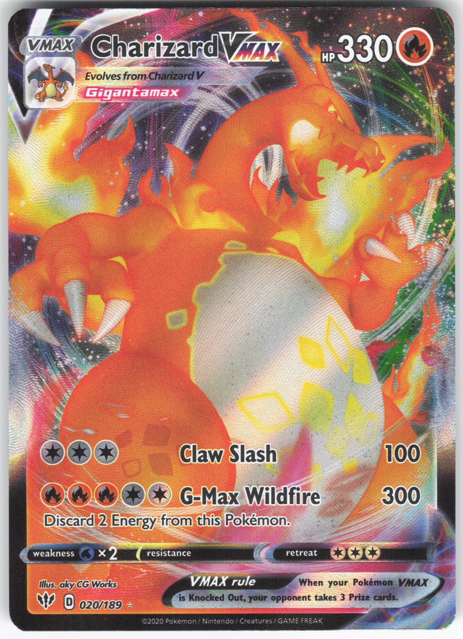 Charizard VMAX Ultra Rare SWSH03: Darkness Ablaze 020/189 NM