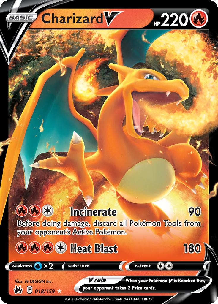 Charizard V 018/159 V Rare Crown Zenith Holo NM/M