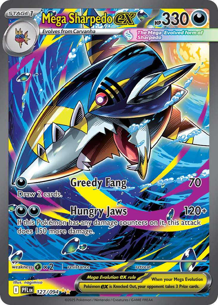 Mega Sharpedo ex 127/094 Special Illustration Rare Phantasmal Flames NM/M