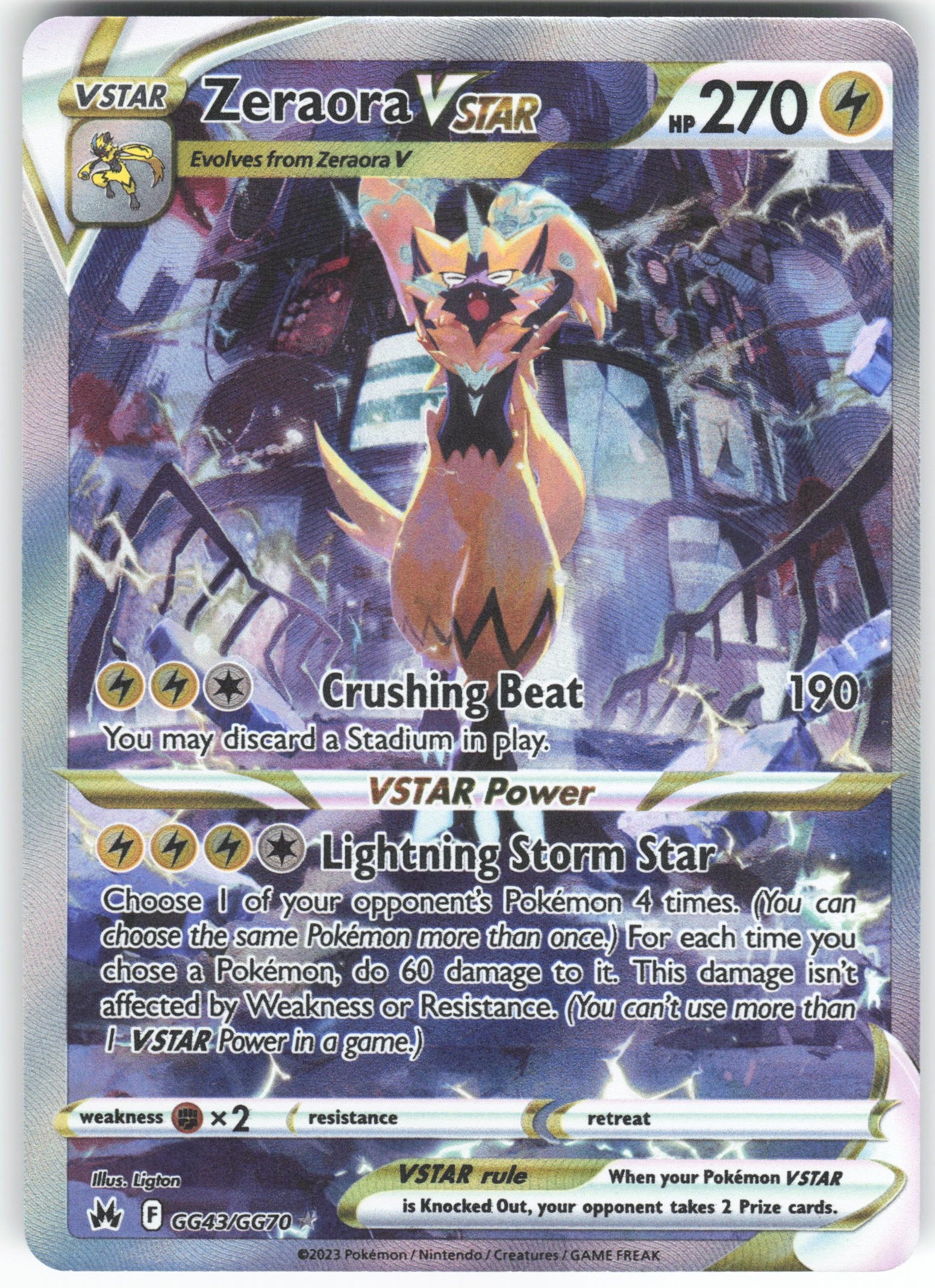 Zeraora VSTAR Ultra Rare Crown Zenith: Galarian Gallery GG43/GG70 NM
