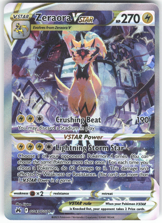 Zeraora VSTAR Ultra Rare Crown Zenith: Galarian Gallery GG43/GG70 NM